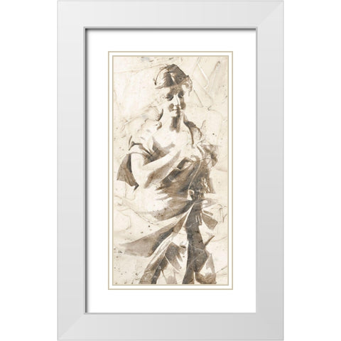 Classical Study V White Modern Wood Framed Art Print with Double Matting by Saunders, Alonzo