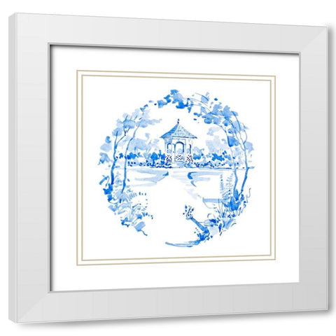 Blue Garden Impressions I White Modern Wood Framed Art Print with Double Matting by Unknown