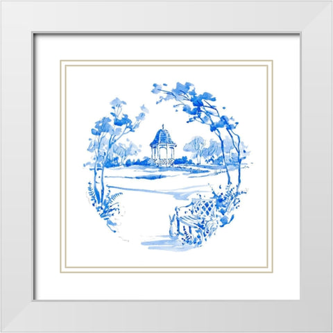 Blue Garden Impressions III White Modern Wood Framed Art Print with Double Matting by Unknown