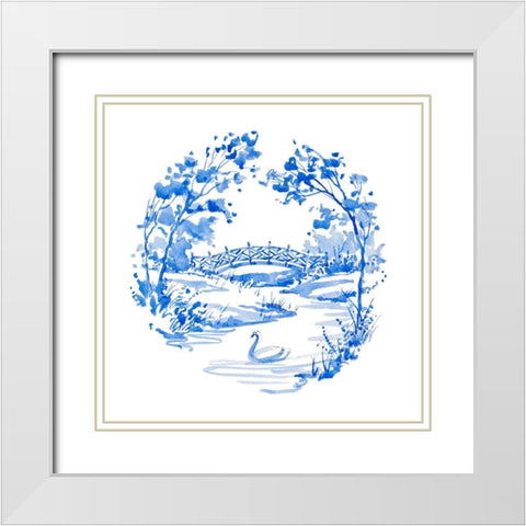 Blue Garden Impressions IV White Modern Wood Framed Art Print with Double Matting by Unknown