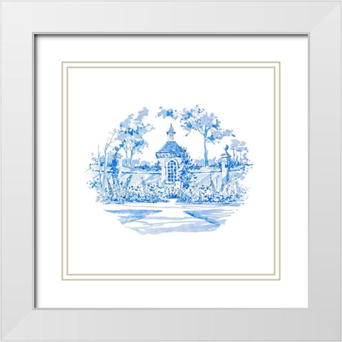 Blue Garden Impressions V White Modern Wood Framed Art Print with Double Matting by Unknown