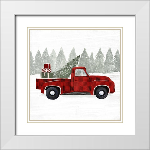 Yuletide Camper III White Modern Wood Framed Art Print with Double Matting by Barnes, Victoria