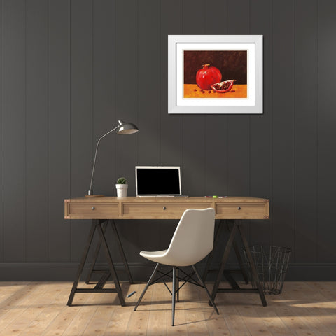 Pomegranate Still Life I White Modern Wood Framed Art Print with Double Matting by OToole, Tim