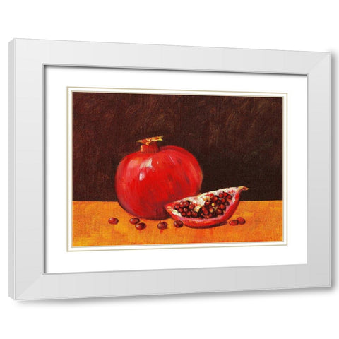 Pomegranate Still Life I White Modern Wood Framed Art Print with Double Matting by OToole, Tim