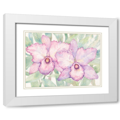 Tropical Orchid Watercolor I White Modern Wood Framed Art Print with Double Matting by OToole, Tim