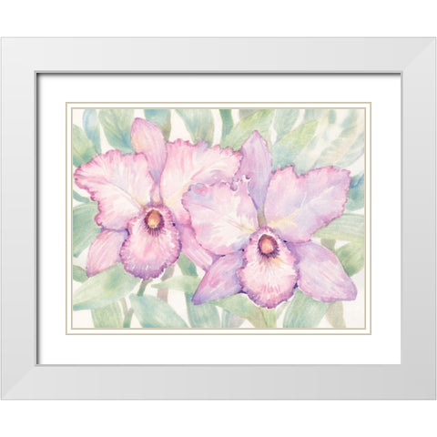 Tropical Orchid Watercolor I White Modern Wood Framed Art Print with Double Matting by OToole, Tim