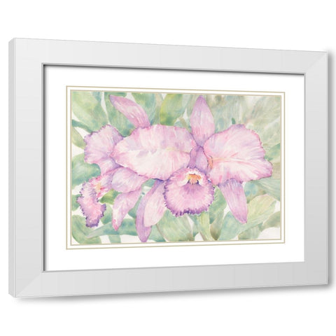 Tropical Orchid Watercolor II White Modern Wood Framed Art Print with Double Matting by OToole, Tim