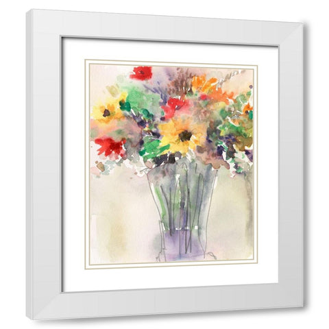 Custom Fancy that Bouquet I White Modern Wood Framed Art Print with Double Matting by Dixon, Samuel