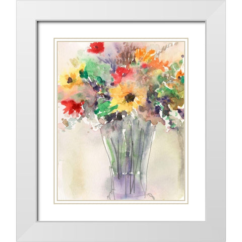 Custom Fancy that Bouquet I White Modern Wood Framed Art Print with Double Matting by Dixon, Samuel