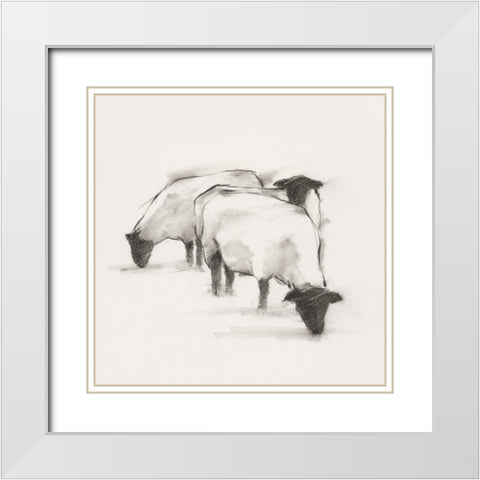 Folksie sheep II White Modern Wood Framed Art Print with Double Matting by Harper, Ethan