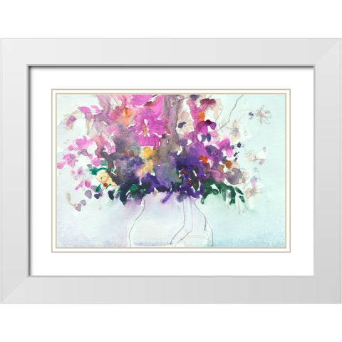 Floral in Pitcher I White Modern Wood Framed Art Print with Double Matting by Dixon, Samuel