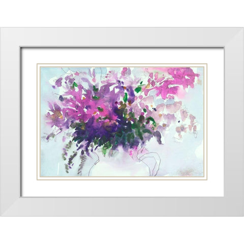 Floral in Pitcher II White Modern Wood Framed Art Print with Double Matting by Dixon, Samuel