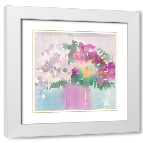 Floral Gathering I White Modern Wood Framed Art Print with Double Matting by Dixon, Samuel