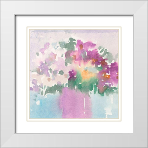 Floral Gathering I White Modern Wood Framed Art Print with Double Matting by Dixon, Samuel