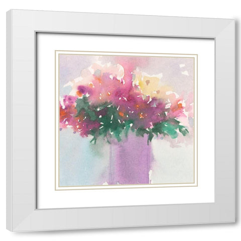 Floral Gathering II White Modern Wood Framed Art Print with Double Matting by Dixon, Samuel