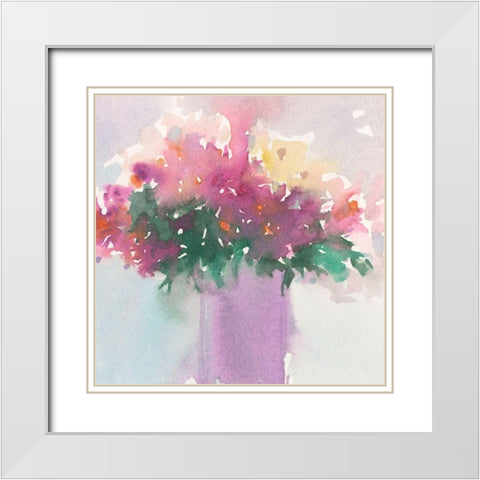 Floral Gathering II White Modern Wood Framed Art Print with Double Matting by Dixon, Samuel