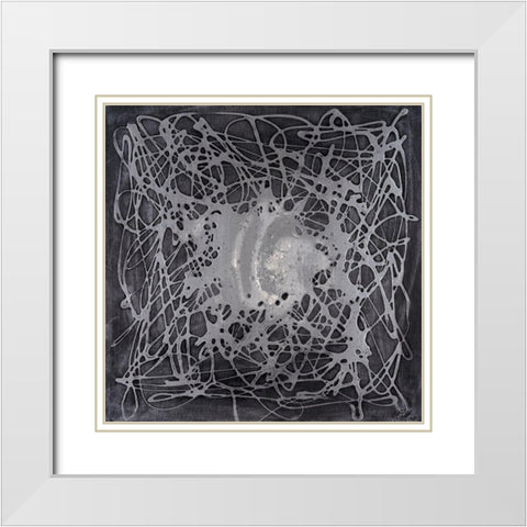 Neuron in Silver White Modern Wood Framed Art Print with Double Matting by Willett, Michael