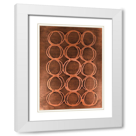 Concentric Metallic in Copper White Modern Wood Framed Art Print with Double Matting by Willett, Michael