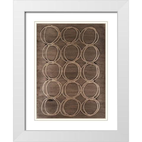 Concentric Metallic in Champagne White Modern Wood Framed Art Print with Double Matting by Willett, Michael