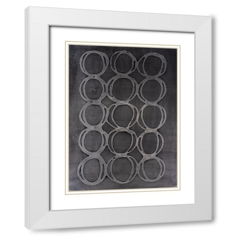 Concentric Metallic in Gunmetal White Modern Wood Framed Art Print with Double Matting by Willett, Michael