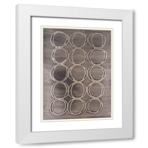 Concentric Metallic in Aged Silver White Modern Wood Framed Art Print with Double Matting by Willett, Michael
