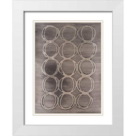 Concentric Metallic in Aged Silver White Modern Wood Framed Art Print with Double Matting by Willett, Michael