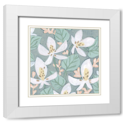 Pastel Garden Fresco II White Modern Wood Framed Art Print with Double Matting by Vess, June Erica