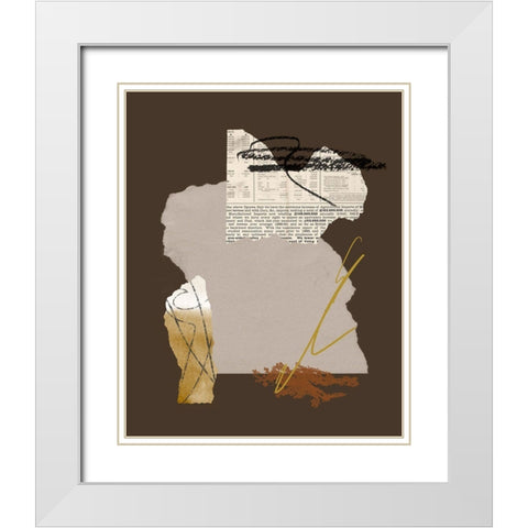 Paper Collage I White Modern Wood Framed Art Print with Double Matting by Wang, Melissa