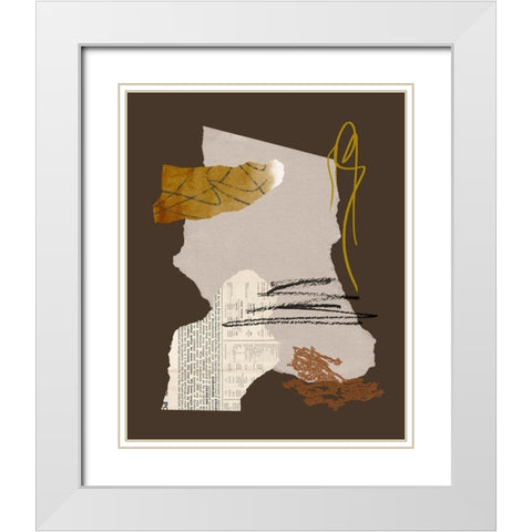 Paper Collage II White Modern Wood Framed Art Print with Double Matting by Wang, Melissa