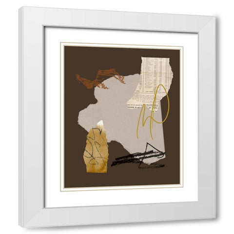 Paper Collage III White Modern Wood Framed Art Print with Double Matting by Wang, Melissa