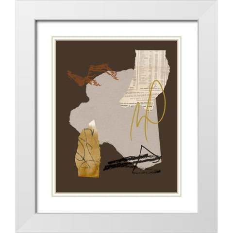 Paper Collage III White Modern Wood Framed Art Print with Double Matting by Wang, Melissa