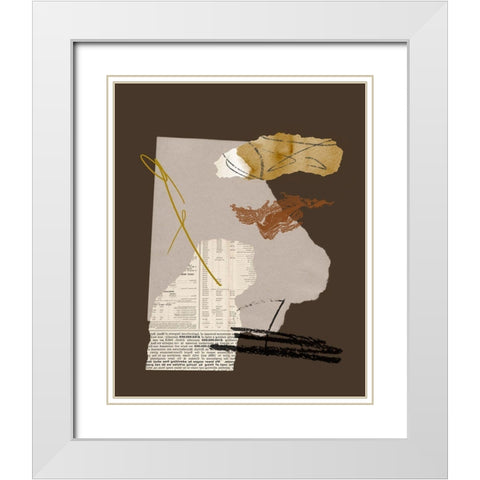 Paper Collage IV White Modern Wood Framed Art Print with Double Matting by Wang, Melissa