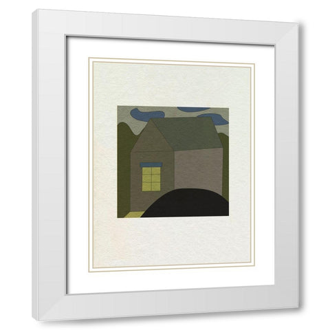 Mountain Houses I White Modern Wood Framed Art Print with Double Matting by Wang, Melissa