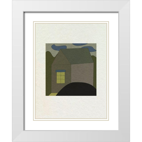 Mountain Houses I White Modern Wood Framed Art Print with Double Matting by Wang, Melissa