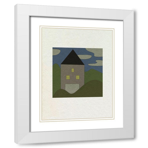 Mountain Houses II White Modern Wood Framed Art Print with Double Matting by Wang, Melissa