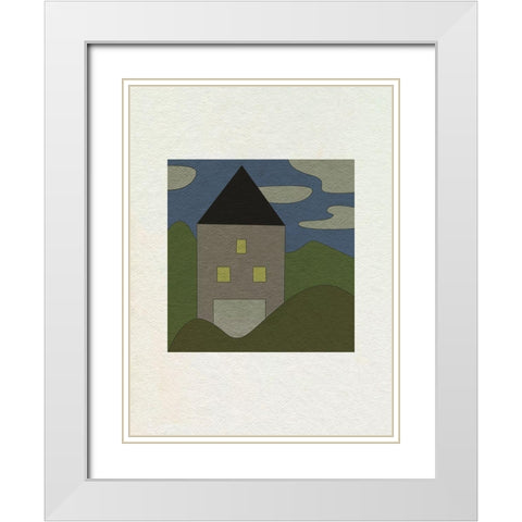Mountain Houses II White Modern Wood Framed Art Print with Double Matting by Wang, Melissa