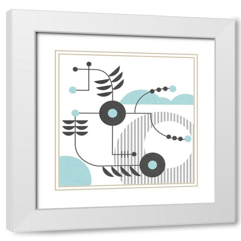 Disco III White Modern Wood Framed Art Print with Double Matting by Wang, Melissa