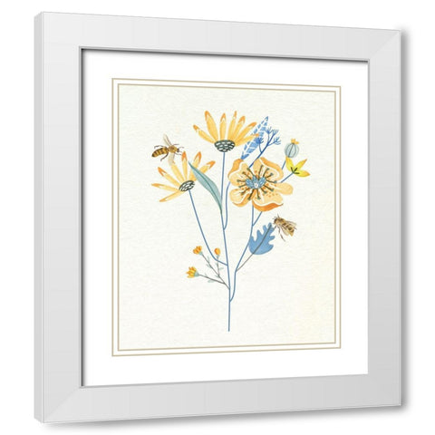 Honey Bees I White Modern Wood Framed Art Print with Double Matting by Wang, Melissa