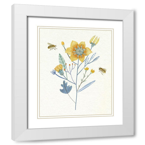 Honey Bees II White Modern Wood Framed Art Print with Double Matting by Wang, Melissa