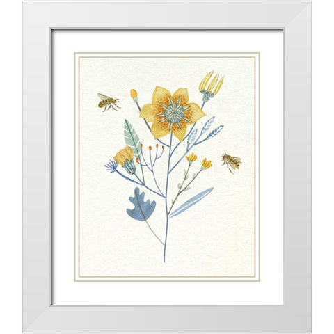 Honey Bees II White Modern Wood Framed Art Print with Double Matting by Wang, Melissa