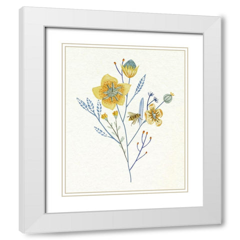 Honey Bees III White Modern Wood Framed Art Print with Double Matting by Wang, Melissa