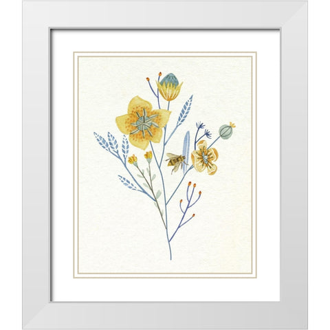 Honey Bees III White Modern Wood Framed Art Print with Double Matting by Wang, Melissa