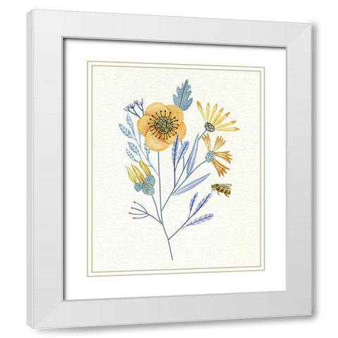 Honey Bees IV White Modern Wood Framed Art Print with Double Matting by Wang, Melissa