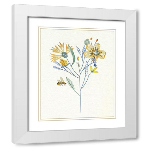 Honey Bees V White Modern Wood Framed Art Print with Double Matting by Wang, Melissa