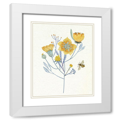 Honey Bees VI White Modern Wood Framed Art Print with Double Matting by Wang, Melissa