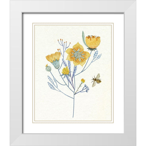 Honey Bees VI White Modern Wood Framed Art Print with Double Matting by Wang, Melissa