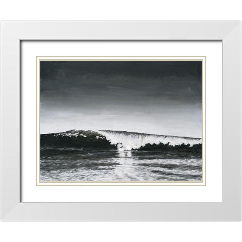 Black And White Waves I White Modern Wood Framed Art Print with Double Matting by Willett, Michael