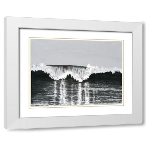 Black And White Waves II White Modern Wood Framed Art Print with Double Matting by Willett, Michael