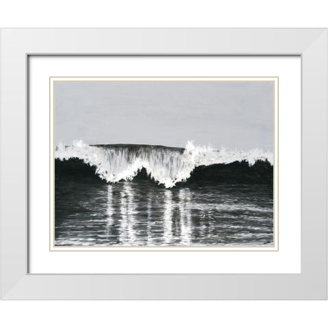 Black And White Waves II White Modern Wood Framed Art Print with Double Matting by Willett, Michael