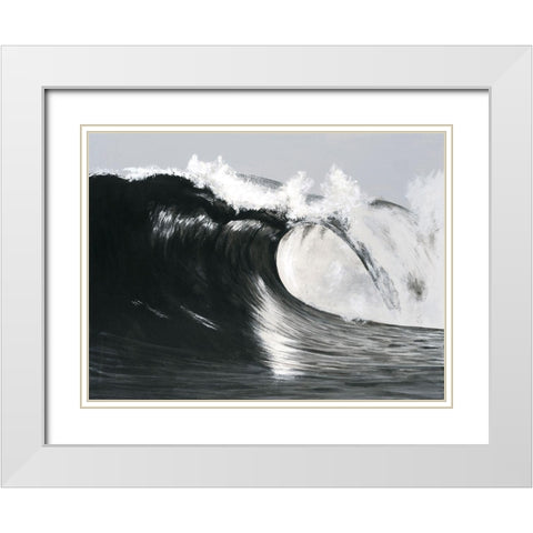 Black And White Waves III White Modern Wood Framed Art Print with Double Matting by Willett, Michael